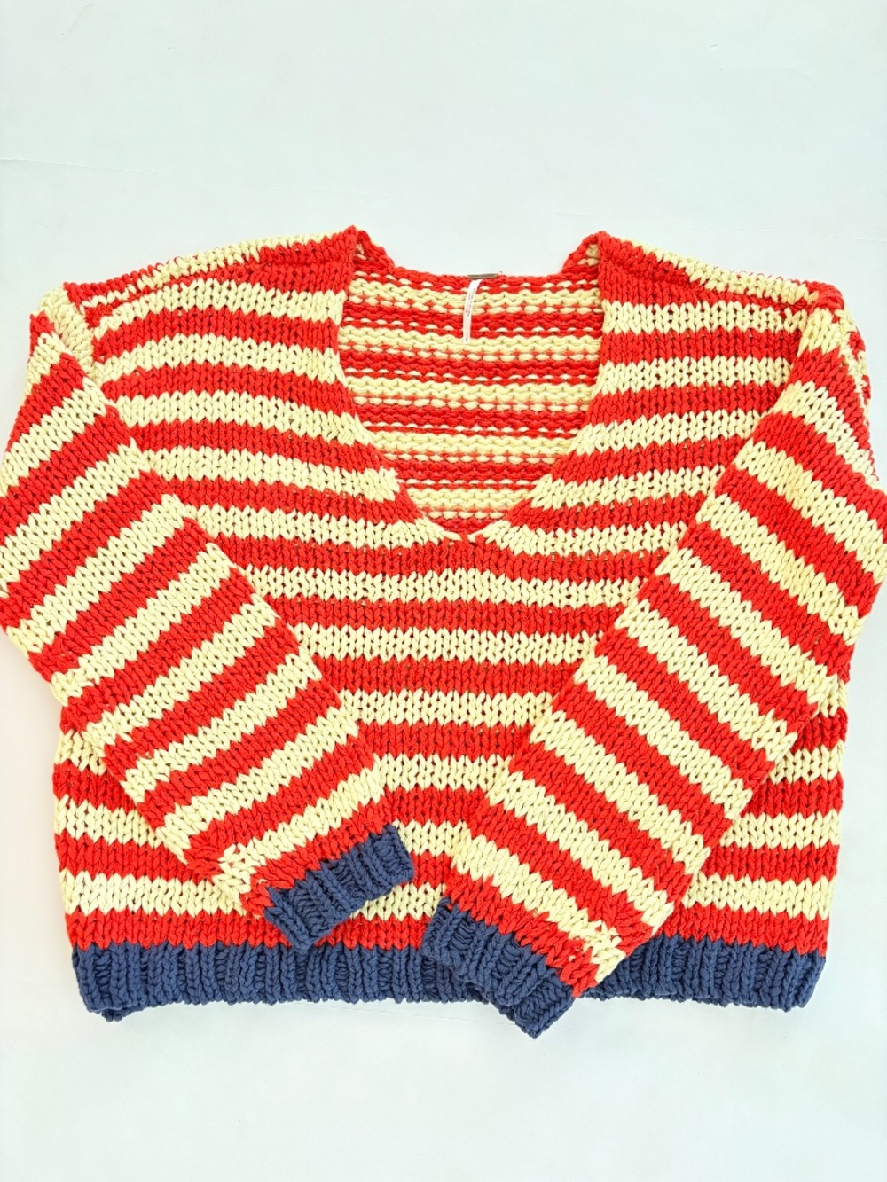 Free People Portland Pullover Sweater S Chunky Boxy Knit Boho Coastal Preppy